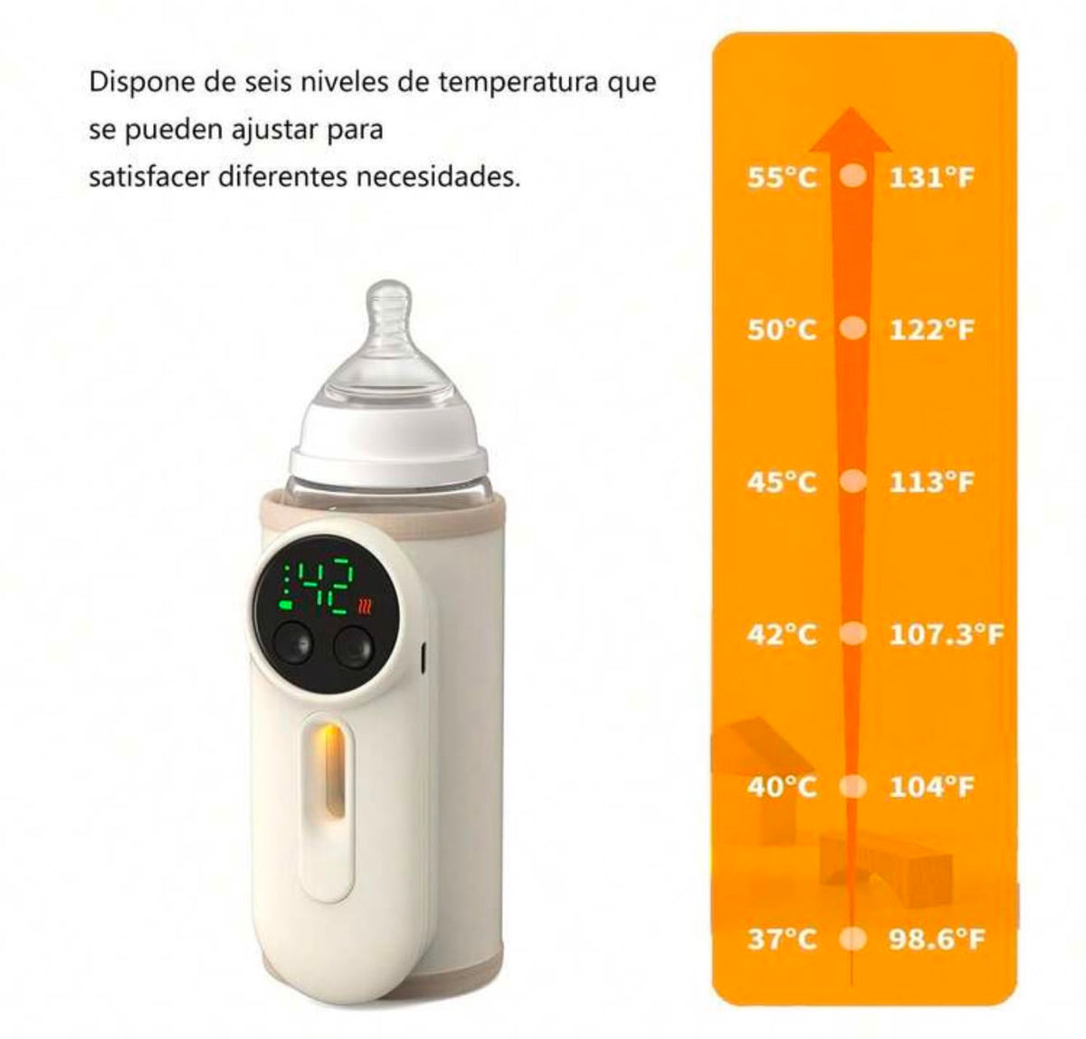 🍼 CALENTADOR DE BIBERONES PORTÁTIL CON PANTALLA DIGITAL PARA FACILITAR LA RUTINA DE ALIMENTACIÓN 💗