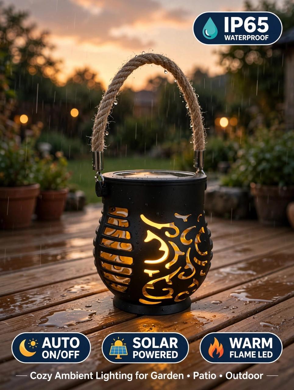 🔥 LÁMPARA SOLAR DECORATIVA EFECTO LLAMA LED 🔥 Ilumina tu jardín con un ambiente cálido y acogedor