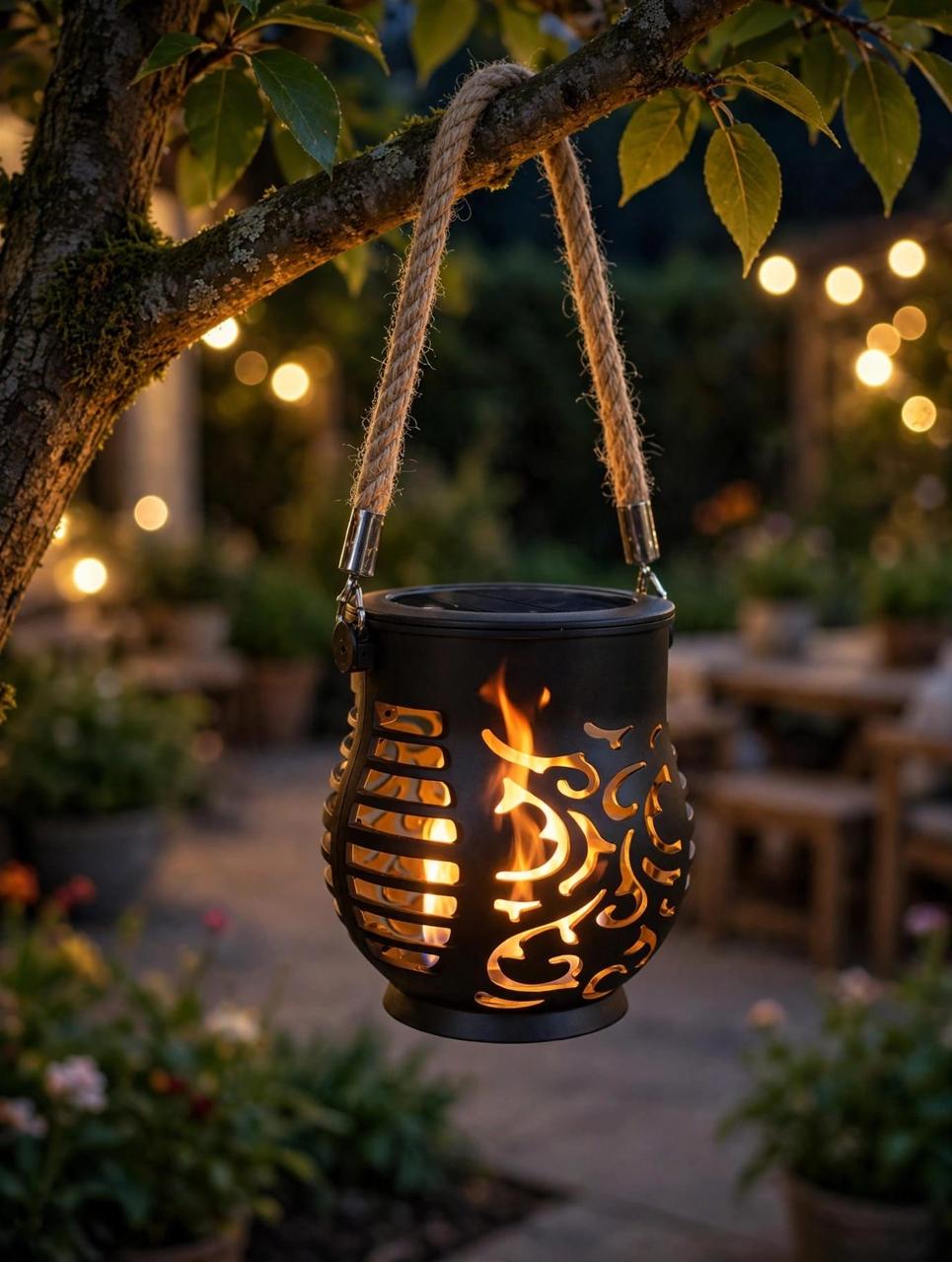 🔥 LÁMPARA SOLAR DECORATIVA EFECTO LLAMA LED 🔥 Ilumina tu jardín con un ambiente cálido y acogedor