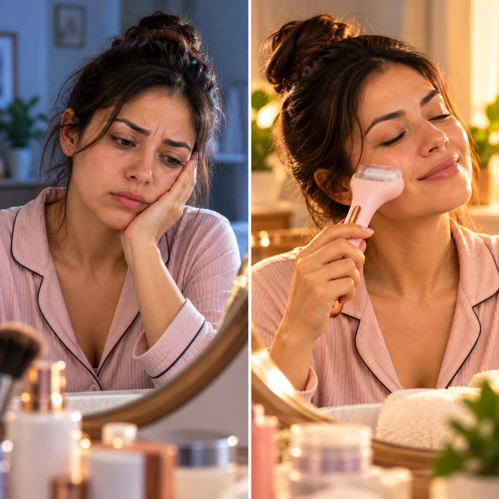 🌸 MASAJEADOR FACIAL ELÉCTRICO ROSA PARA TU RUTINA DE BELLEZA EN CASA ✨