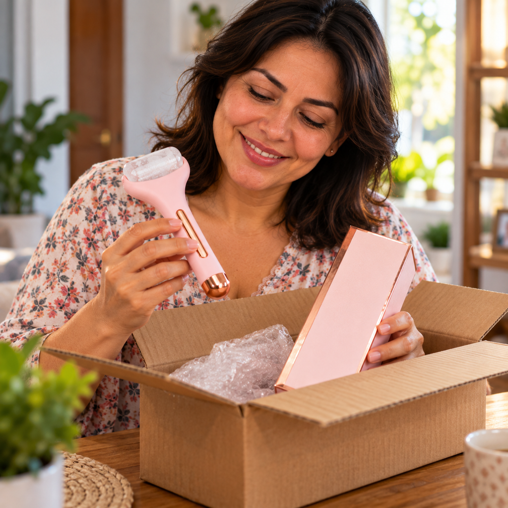 🌸 MASAJEADOR FACIAL ELÉCTRICO ROSA PARA TU RUTINA DE BELLEZA EN CASA ✨