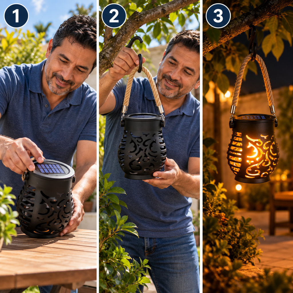 🔥 LÁMPARA SOLAR DECORATIVA EFECTO LLAMA LED 🔥 Ilumina tu jardín con un ambiente cálido y acogedor
