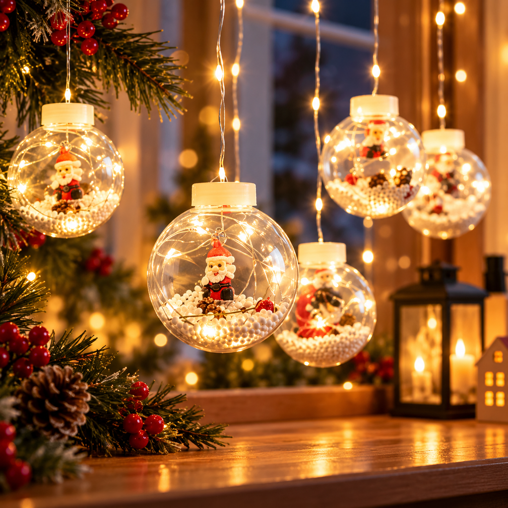 🎄LUCES LED NAVIDEÑAS CON ESFERAS DECORATIVAS  ✨ Crea un ambiente mágico y acogedor en tu hogar