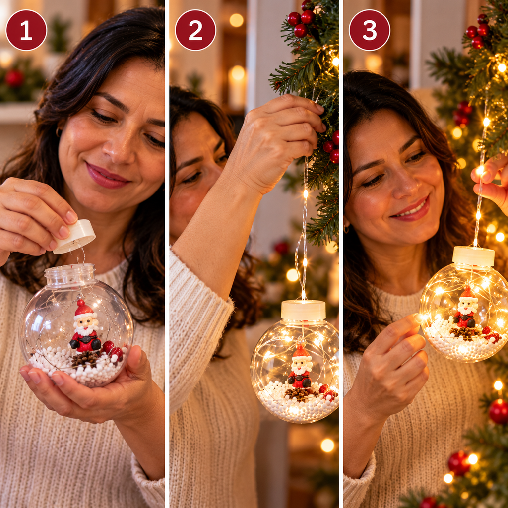 🎄LUCES LED NAVIDEÑAS CON ESFERAS DECORATIVAS  ✨ Crea un ambiente mágico y acogedor en tu hogar