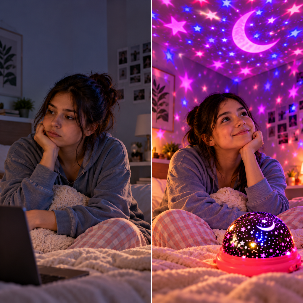 🌙 PROYECTOR DE ESTRELLAS Y LUNA LED ✨ Crea un cielo mágico en tu habitación
