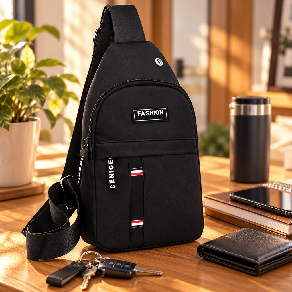 🎒 BOLSA BANDOLERA NEGRA MULTIBOLSILLOS PARA LLEVAR TUS PERTENENCIAS CON ESTILO Y COMODIDAD 🖤