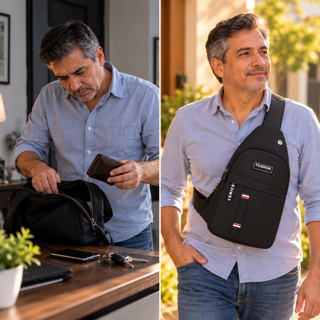 🎒 BOLSA BANDOLERA NEGRA MULTIBOLSILLOS PARA LLEVAR TUS PERTENENCIAS CON ESTILO Y COMODIDAD 🖤