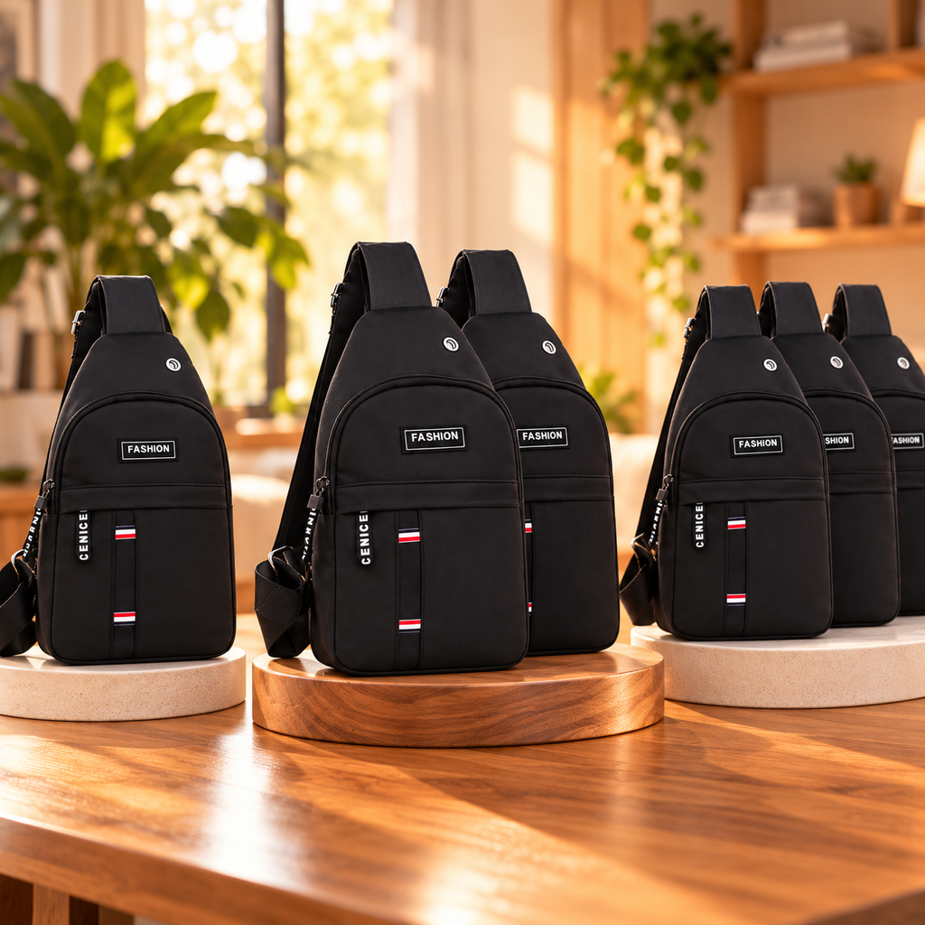 🎒 BOLSA BANDOLERA NEGRA MULTIBOLSILLOS PARA LLEVAR TUS PERTENENCIAS CON ESTILO Y COMODIDAD 🖤