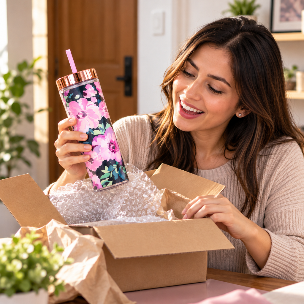 🌸 VASO TÉRMICO FLORAL CON DOBLE PARED, POPOTE REUTILIZABLE Y TAPA ANTIDERRAMES 💖