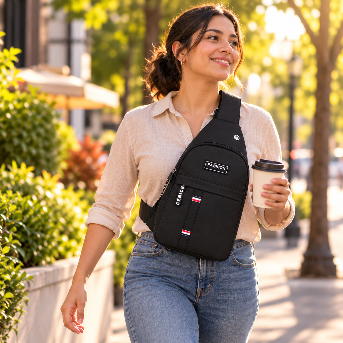 🎒 BOLSA BANDOLERA NEGRA MULTIBOLSILLOS PARA LLEVAR TUS PERTENENCIAS CON ESTILO Y COMODIDAD 🖤