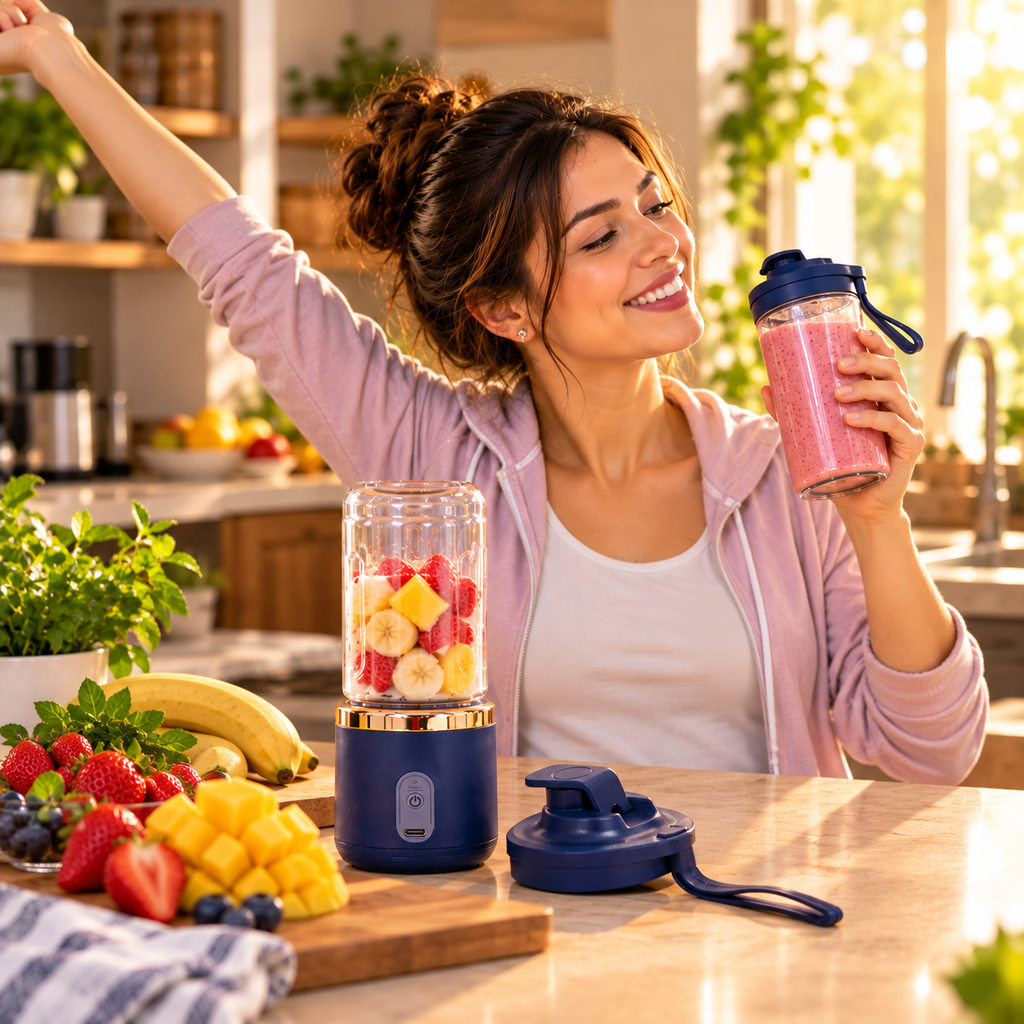 🥤 LICUADORA PORTÁTIL RECARGABLE DE 400 ML PARA PREPARAR TUS BEBIDAS FAVORITAS DONDE QUIERAS 💙